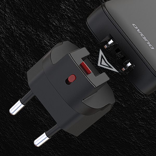 Īpaši plāns GaN 65W ceļojumu sienas lādētājs USB-A USB-C PD ES/ASV - melns