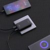 Īpaši plāns GaN 65W ceļojumu sienas lādētājs USB-A USB-C PD ES/ASV - melns