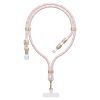 4in1 Kabelis-vads Lanyard USB-A / USB-C / iPhone Lightning PD QC 65W 1.5m - Rozā