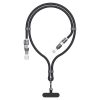 4in1 Kabelis-vads ar aukliņu USB-A / USB-C / iPhone Lightning PD QC 65W 1.5m - melns