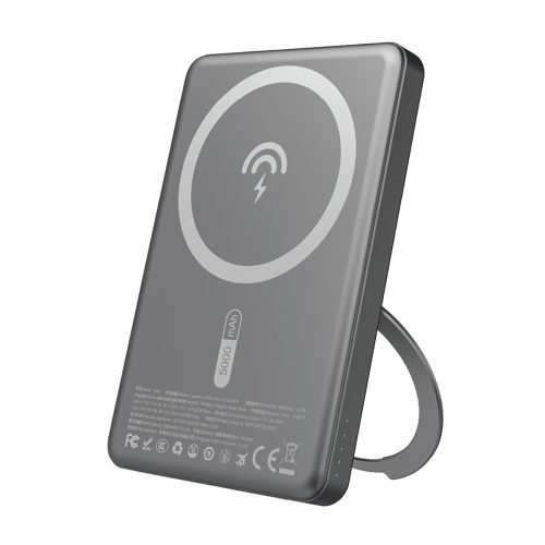 Powerbank ar MagSafe un statīvu 20W PD 5000mAh - pelēks