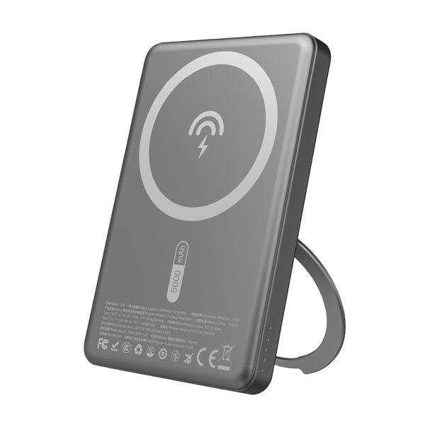 Powerbank ar MagSafe un statīvu 20W PD 5000mAh - pelēks