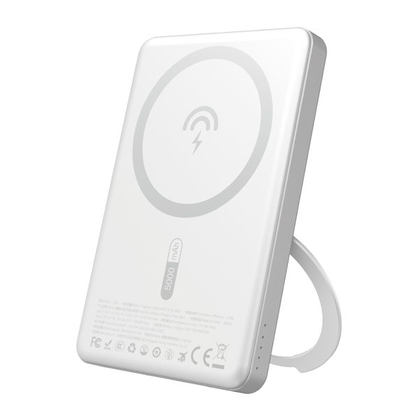 Powerbank ar MagSafe un statīvu 20W PD 5000mAh - sudrabkrāsas