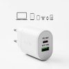 Power Delivery USB-A USB-C 20W sienas lādētājs - balts