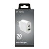 Power Delivery USB-A USB-C 20W sienas lādētājs - balts
