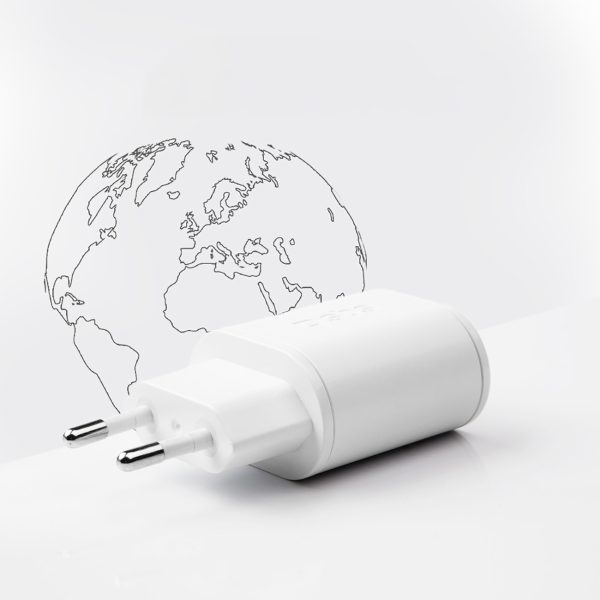 Power Delivery USB-A USB-C 20W sienas lādētājs - balts