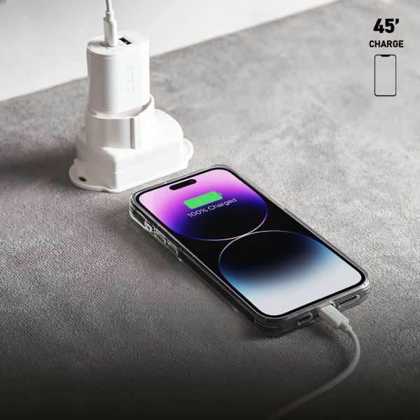 Power Delivery USB-A USB-C 20W sienas lādētājs - balts