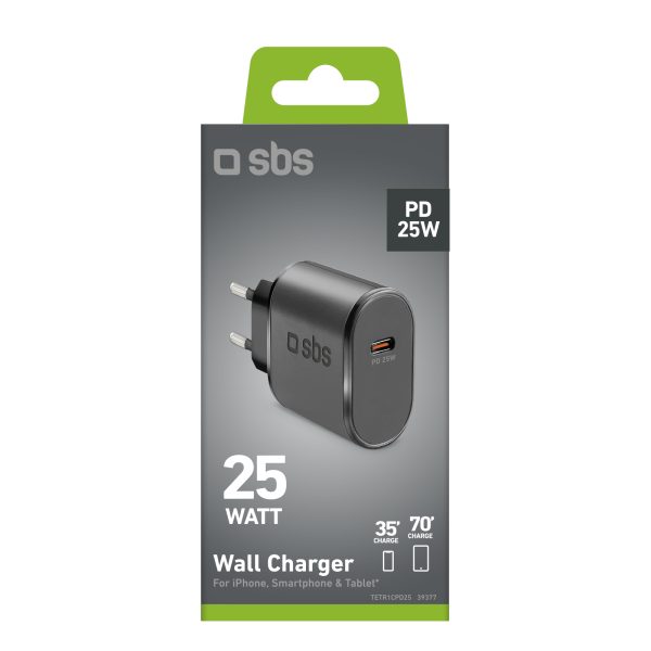 Power Delivery USB-C 25W sienas lādētājs - melns