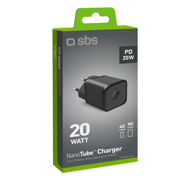 Power Delivery GaN USB-C 20W sienas lādētājs - melns