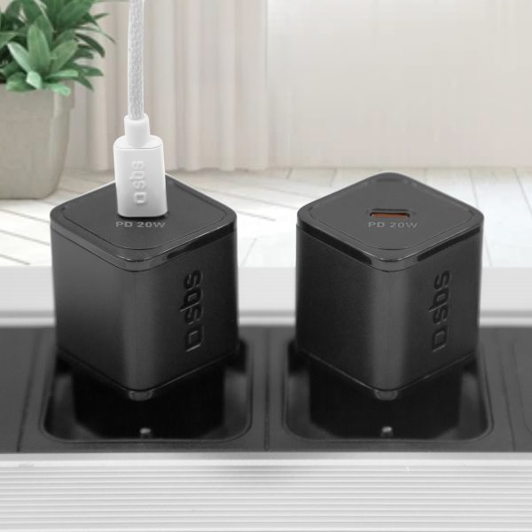 Power Delivery GaN USB-C 20W sienas lādētājs - melns