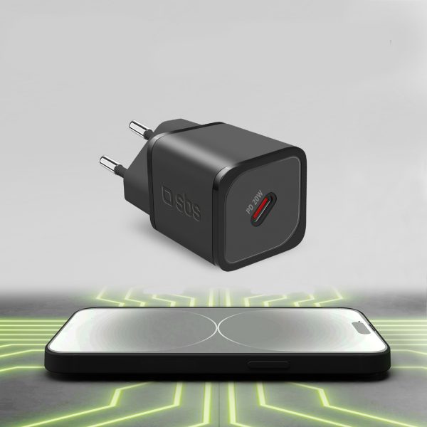 Power Delivery GaN USB-C 20W sienas lādētājs - melns