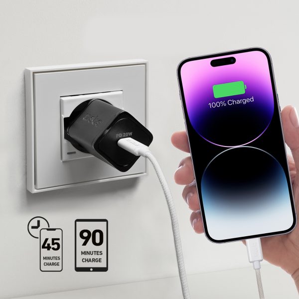 Power Delivery GaN USB-C 20W sienas lādētājs - melns