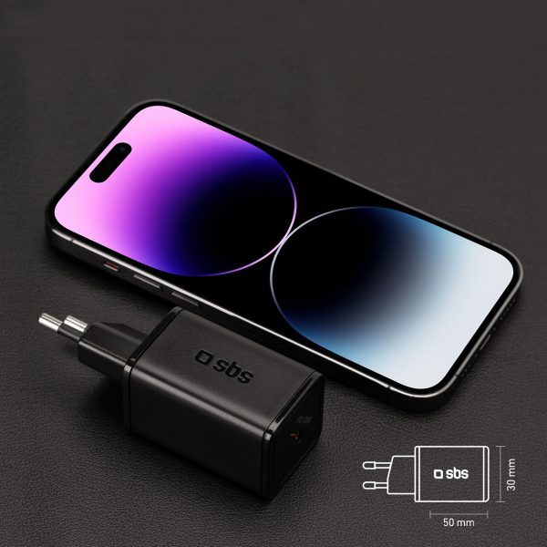 Power Delivery GaN USB-C 45W sienas lādētājs - melns