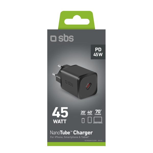 Power Delivery GaN USB-C 45W sienas lādētājs - melns