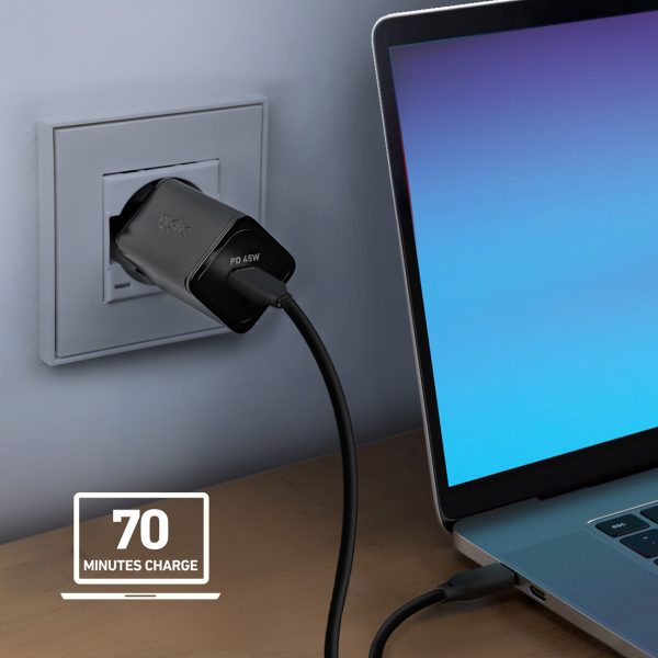 Power Delivery GaN USB-C 45W sienas lādētājs - melns