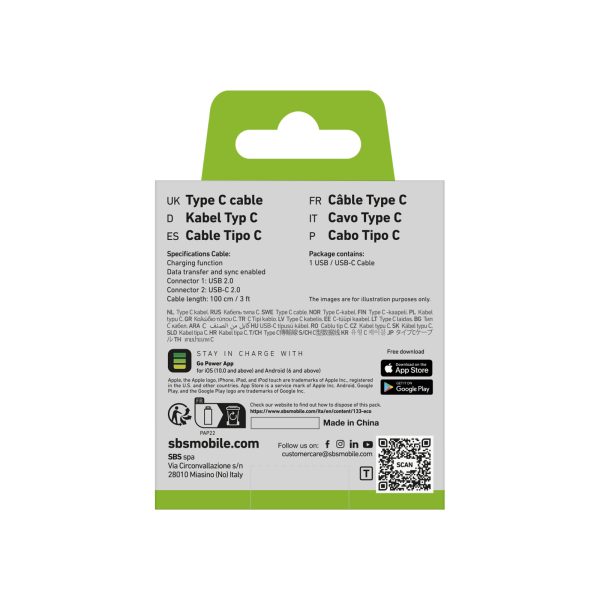Kabelis USB-A - USB-C 1m - melns