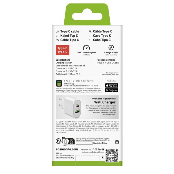 Kabelis USB-C PD 25W 1m - balts