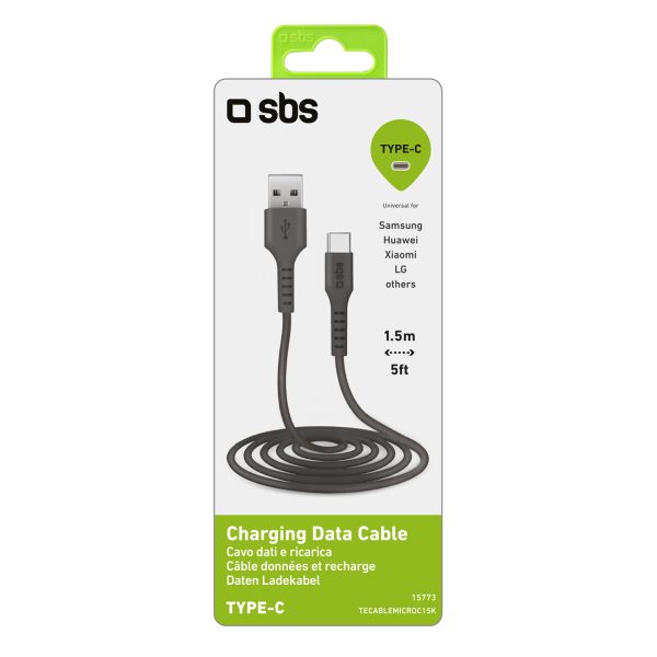 Kabelis USB-A - USB-C 1,5 m - melns