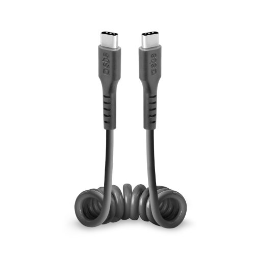 USB-C spirālveida kabelis 0,5 m - melns