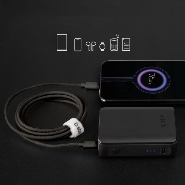 USB-C 60W 1,5 m pinuma kabelis - melns