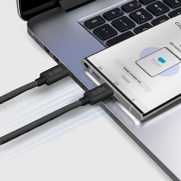 USB-C 60W 1,5 m pinuma kabelis - melns