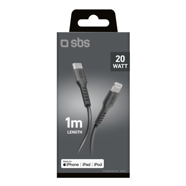 Kabelis USB-C - iPhone Lightning 1m - melns