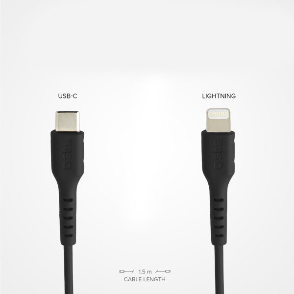 Kabelis USB-C - iPhone Lightning 1m - melns
