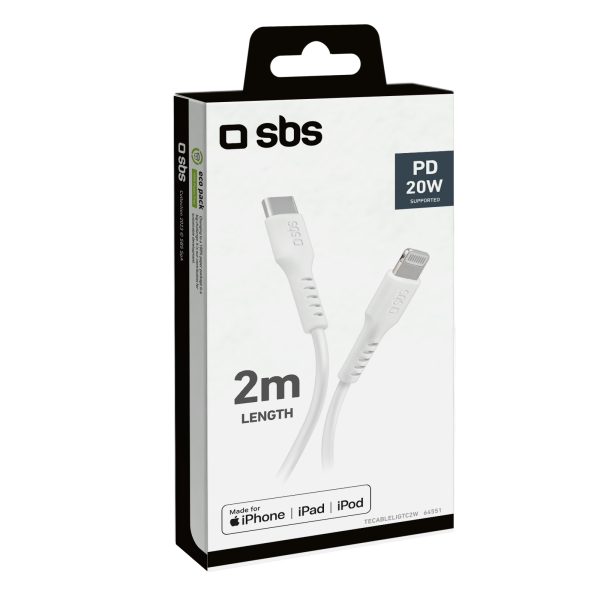 Kabelis USB-C - iPhone Lightning 2m - balts