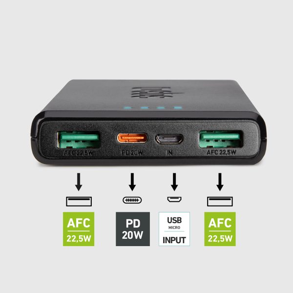 Powerbank 10000 mAh Power Delivery 20W - melns