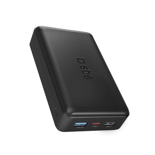 Powerbank 20000 mAh USB-A USB-C - melns