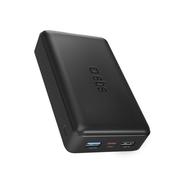 Powerbank 20000 mAh USB-A USB-C - melns