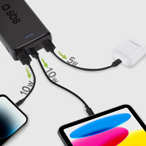 Powerbank 20000 mAh USB-A USB-C - melns