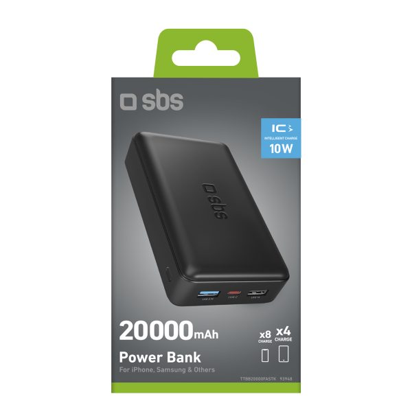 Powerbank 20000 mAh USB-A USB-C - melns