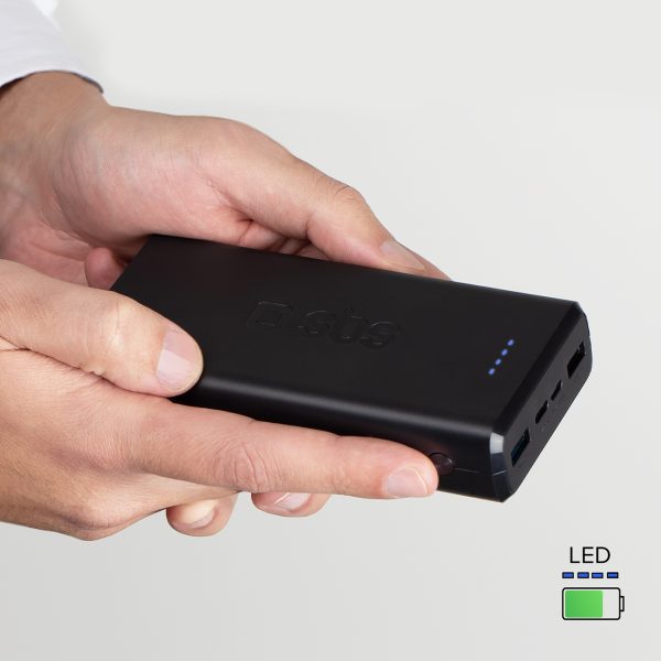 Powerbank 20000 mAh USB-A USB-C - melns