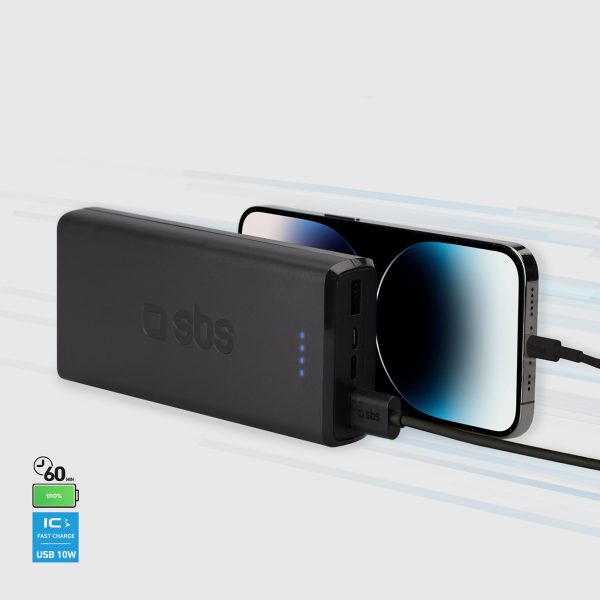 Powerbank 20000 mAh USB-A USB-C - melns
