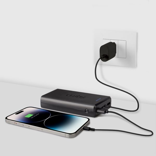 Powerbank 20000 mAh USB-A USB-C - melns