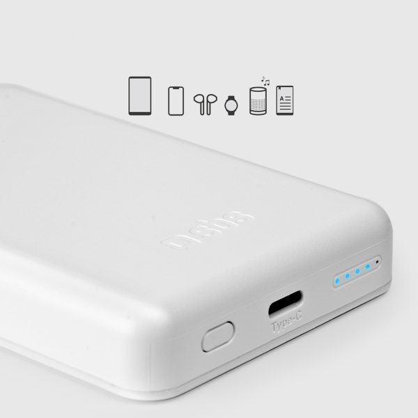 Powerbank 5000 mAh USB-C, saderīgs ar MagSafe - balts