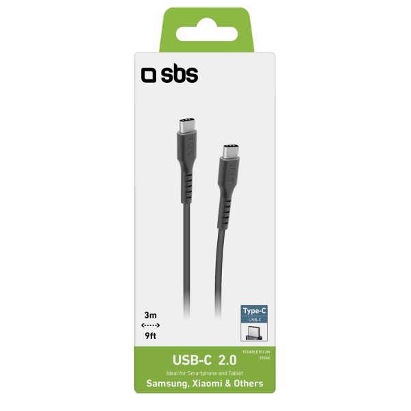 Kabelis USB-C - USB-C 3m - melns