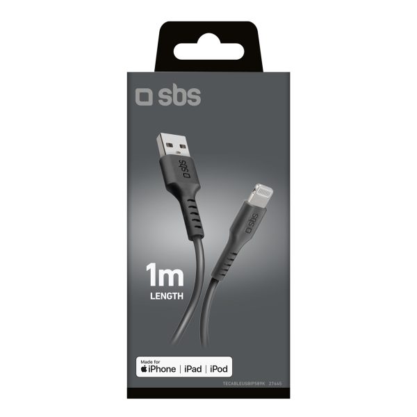 Kabelis MFi sertificēts USB-A - iPhone Lightning 1m - melns