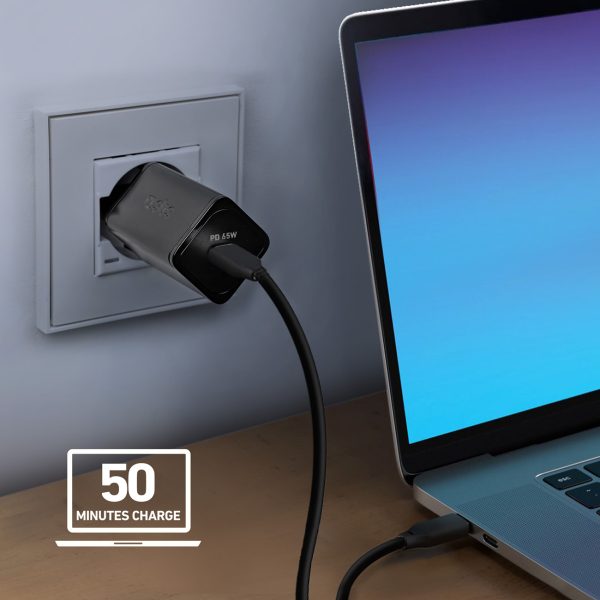 GaN tīkla lādētājs ar barošanas bloku 65 W - melns