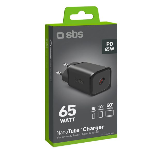 GaN tīkla lādētājs ar barošanas bloku 65 W - melns