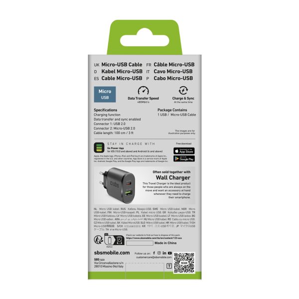 Kabelis USB-A - Micro-USB 1m - melns