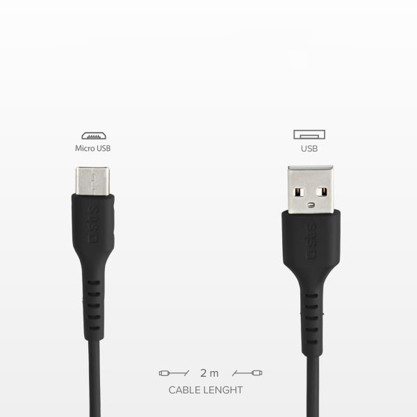 Kabelis USB-A - Micro-USB 2m - melns