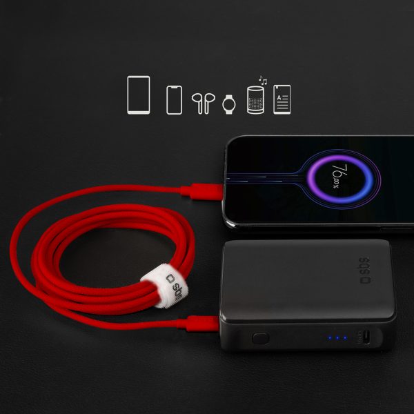 USB-C 60W 1,5 m pīts kabelis - sarkans