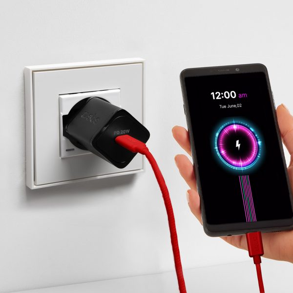 USB-C 60W 1,5 m pīts kabelis - sarkans