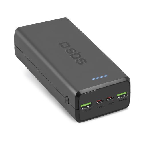 Powerbank 30000mAh USB-C USB-A - melns