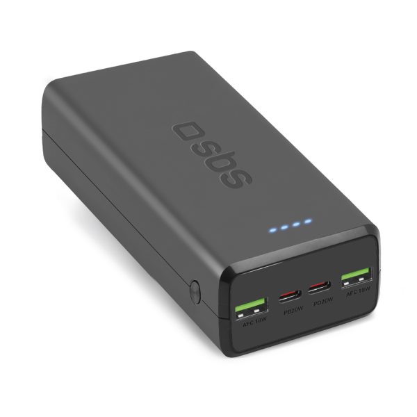 Powerbank 30000mAh USB-C USB-A - melns