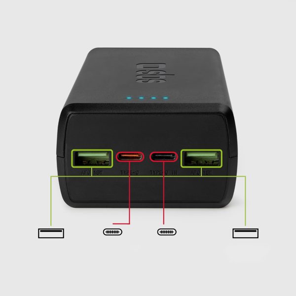 Powerbank 30000mAh USB-C USB-A - melns