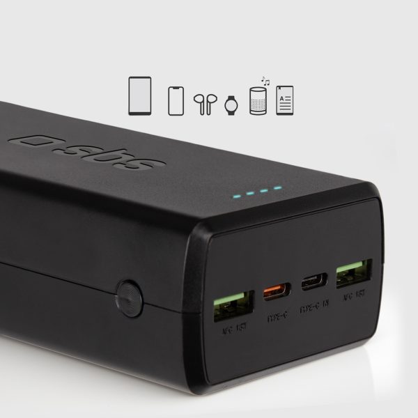 Powerbank 30000mAh USB-C USB-A - melns