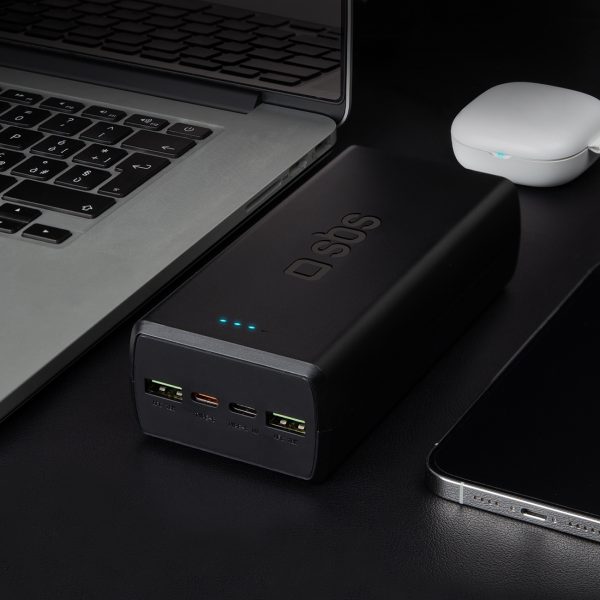 Powerbank 30000mAh USB-C USB-A - melns